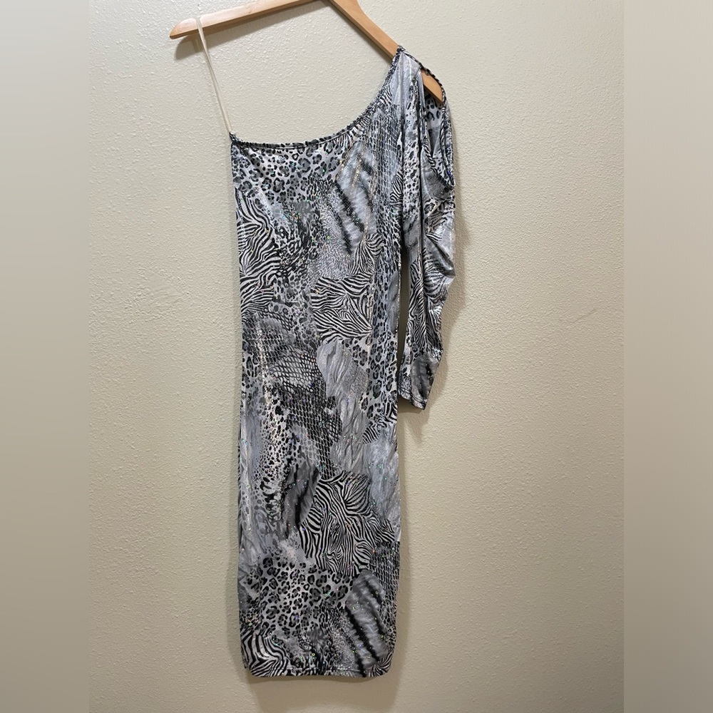 Easel Y2K Black + grey animal print bodycon dress